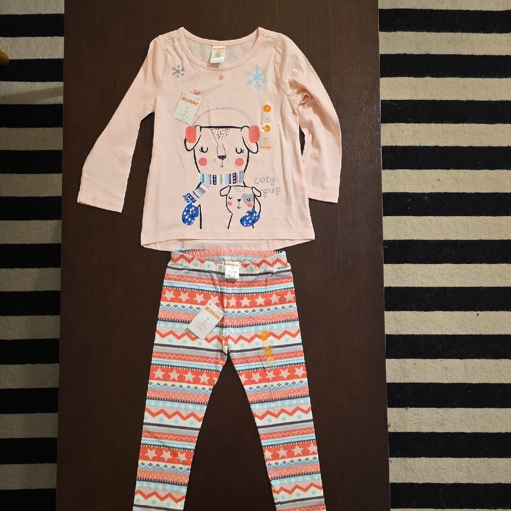 Gymboree Pink and Multicolor Dog Print Pajama Set